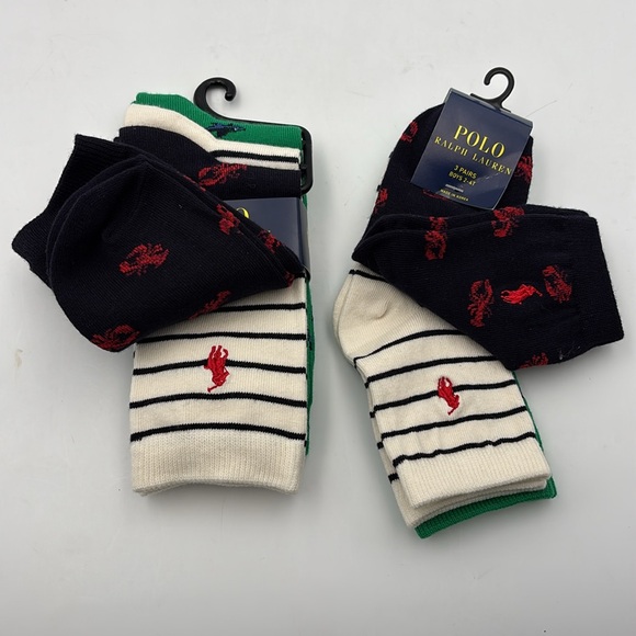 Polo Ralph Lauren Boys Sea Critter Crew Socks 3 Pack Set 2-4T or 9-11 - Picture 4 of 4